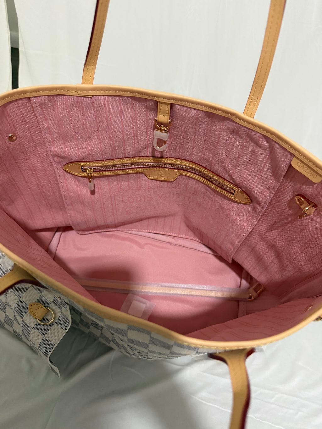 Neverfull MM white with pink