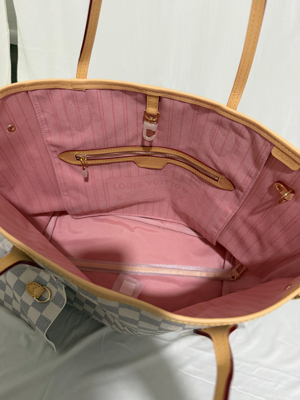 Neverfull MM white with pink
